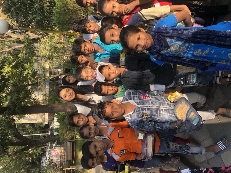 With children in Mumbai